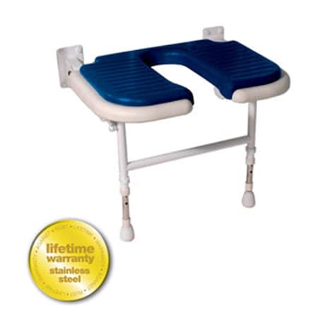 Arc 4000 Series Shower Seat Wide U-Shaped Padded V Blue - 27.75 Inch W 04120P